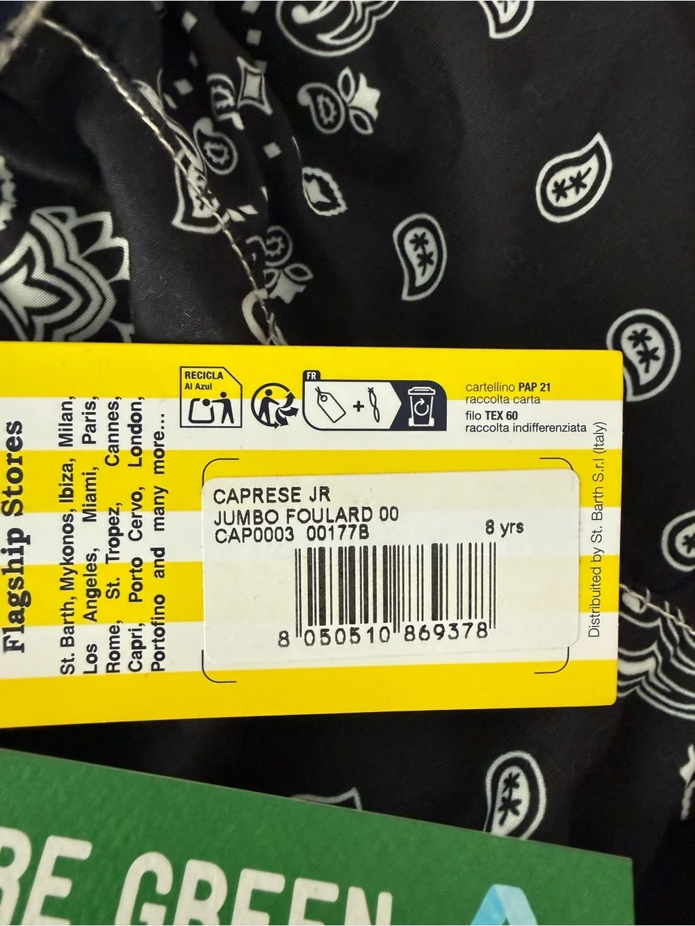 MC2 SAINT BAR CAPRESE JR SWIM SHORTS WITH BLACK BANDANA PRINT